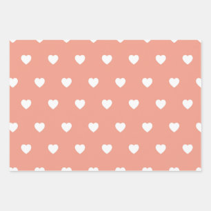 Pastel Heart Pattern Wrapping Paper Sheet