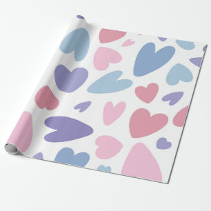 Pastel Heart Scatter Pattern Wrapping Paper