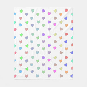 Pastel Heart Shape Pattern Fleece Blanket