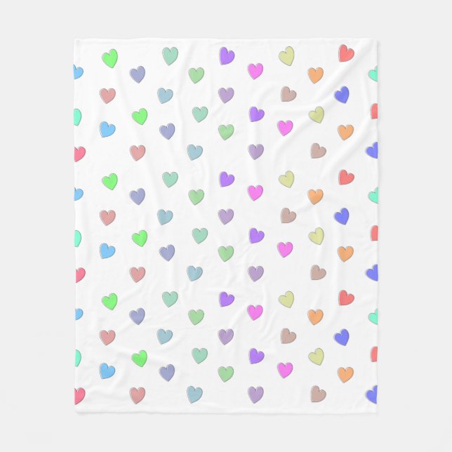 Pastel Heart Shape Pattern Fleece Blanket (Front)