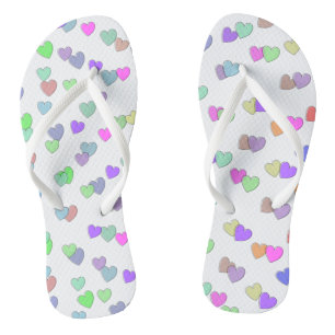 Pastel Heart Shape Pattern Flip Flops