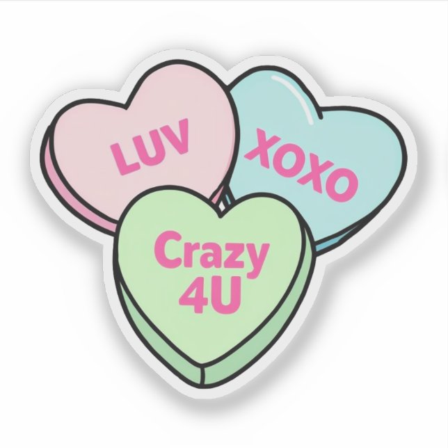 Pastel Heart-Shaped Candies with Love Messages (Front)
