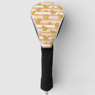 Pastel Heart Stripes Glitter Style Pattern (12) Golf Head Cover