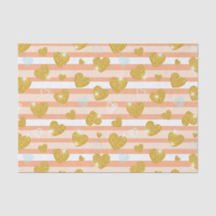 Pastel Heart Stripes Glitter Style Pattern (12) Tissue Paper