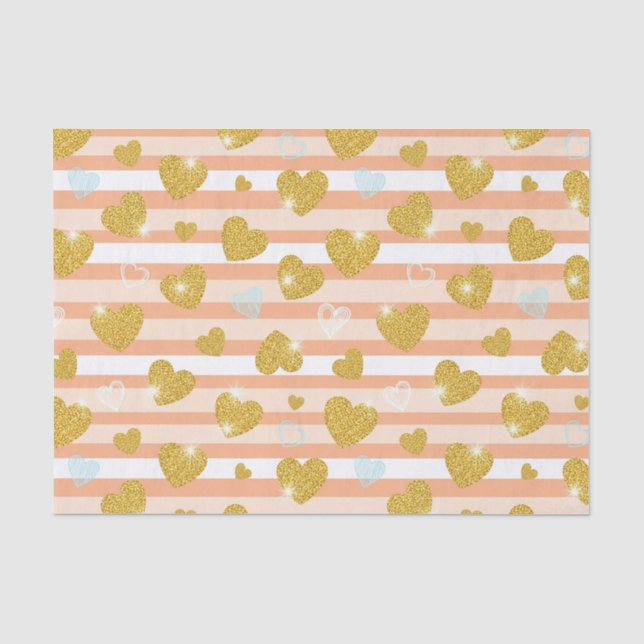 Pastel Heart Stripes Glitter Style Pattern (12) Tissue Paper (Front)