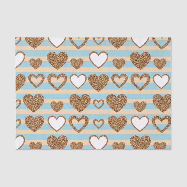 Pastel Heart Stripes Glitter Style Pattern (13) Tissue Paper (Front)