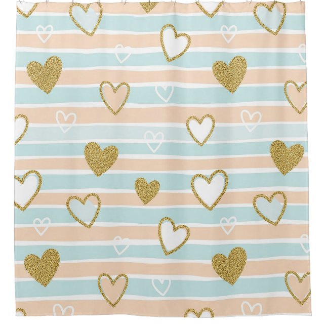 Pastel Heart Stripes Glitter Style Pattern (16) (Front)