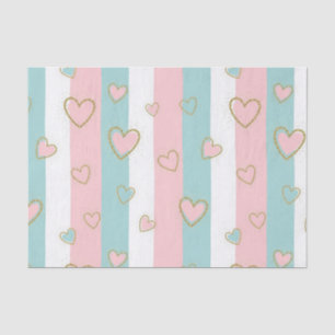 Pastel Heart Stripes Glitter Style Pattern (2) Tissue Paper