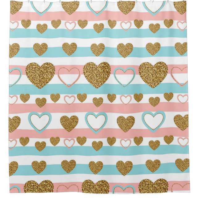 Pastel Heart Stripes Glitter Style Pattern (4) (Front)