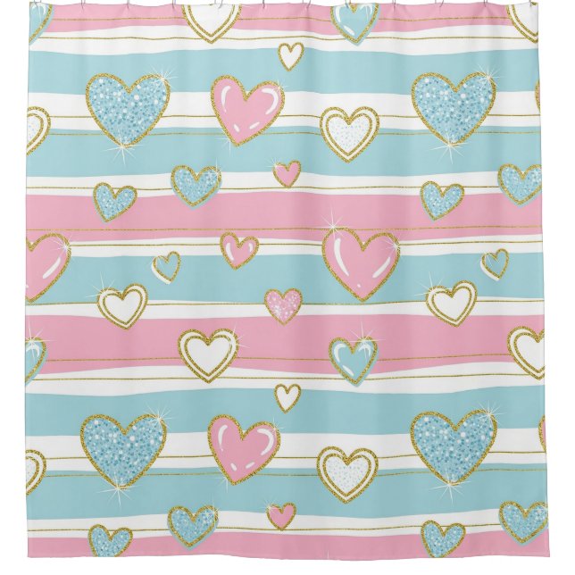Pastel Heart Stripes Glitter Style Pattern (6) (Front)