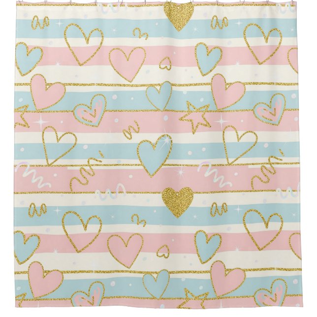Pastel Heart Stripes Glitter Style Pattern (7) (Front)