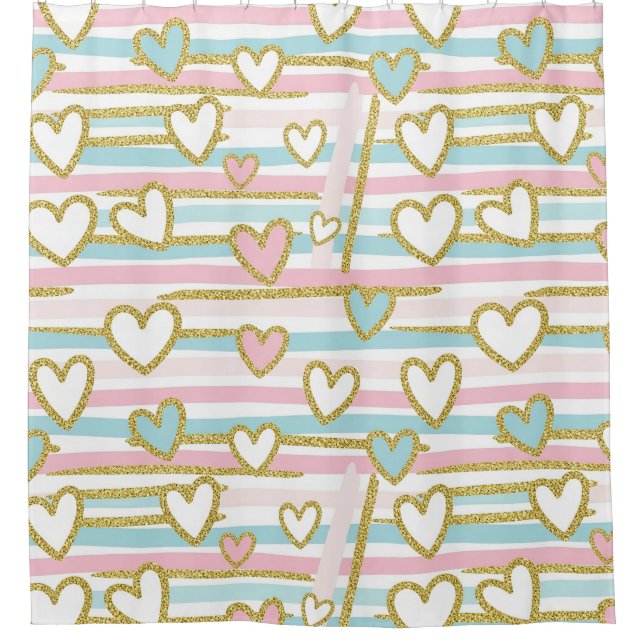 Pastel Heart Stripes Glitter Style Pattern (9) (Front)