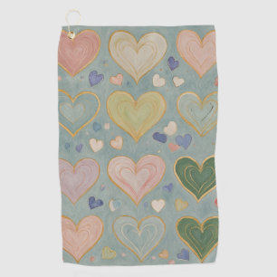Pastel Heart Tapestry Golf Towel