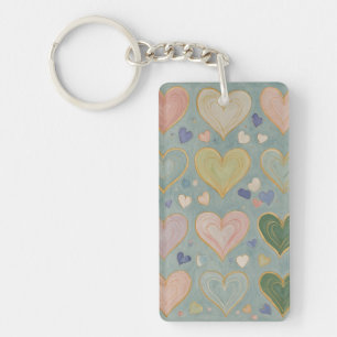 Pastel Heart Tapestry Keychain