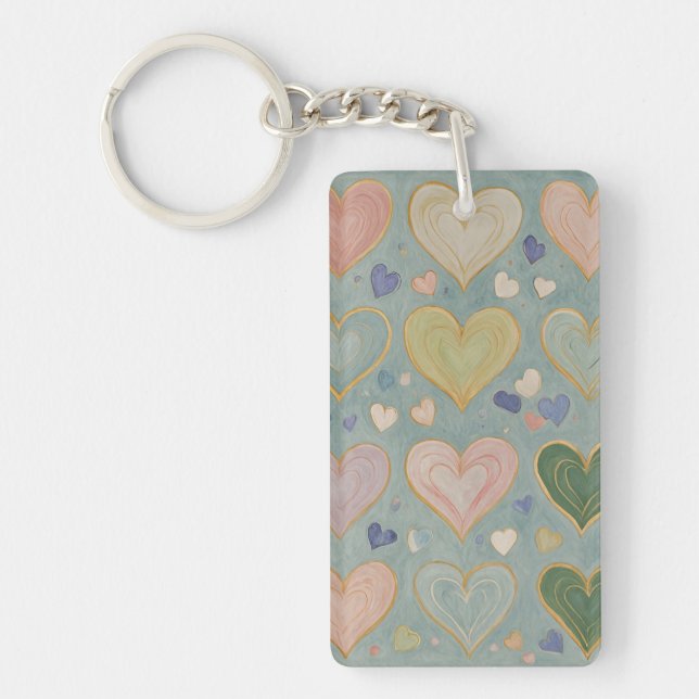 Pastel Heart Tapestry Keychain (Front)