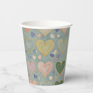 Pastel Heart Tapestry Paper Cups