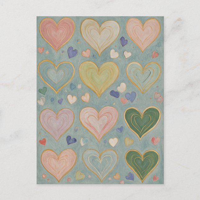 Pastel Heart Tapestry Postcard (Front)