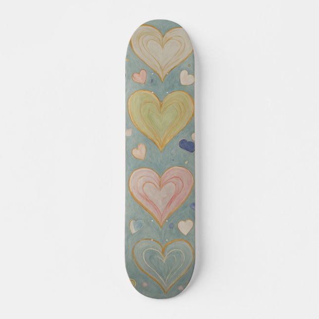 Pastel Heart Tapestry Skateboard (Front)