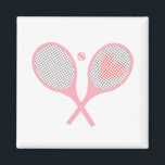 Pastel Heart Tennis Player Racquets Ball Design   Magnet<br><div class="desc">Classic and elegant, pink Tennis Rackets with heart For Her | Summer Tennis Court. Gift for tennis player, pink racquet tennis match on a white background. Personalized Gift for a tennis player. Trendy tennis players home decor. Trendy modern tennis player gifts. Cool retro modern gift for your school tennis coach...</div>