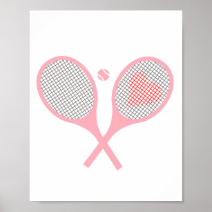 Pastel Heart Tennis Player Racquets Ball Design   Poster
