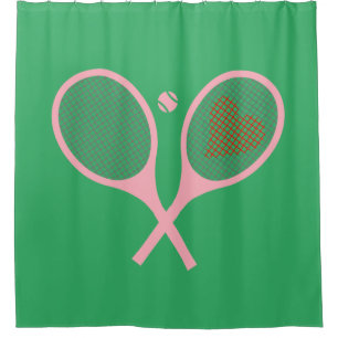 Pastel Heart Tennis Player Racquets Ball Green