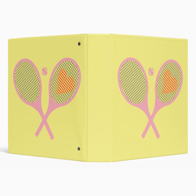 Pastel Heart Tennis Player Racquets Ball Preppy Binder (Background)