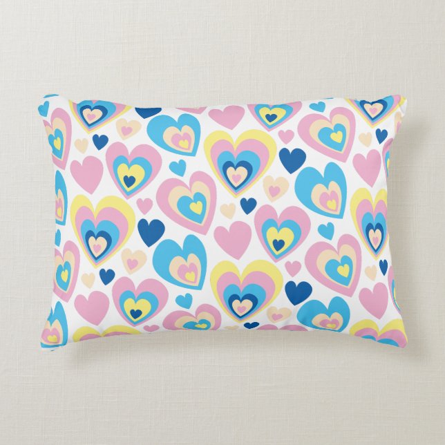 Pastel Hearts. Accent Pillow (Front)