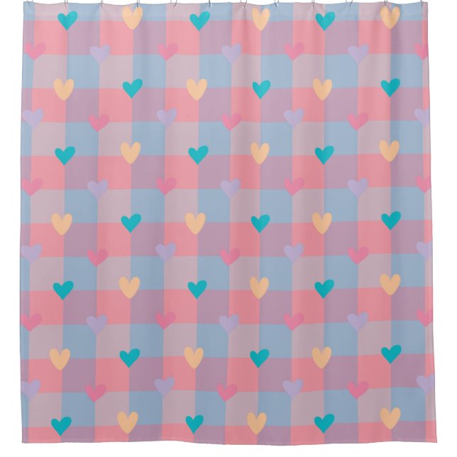 Pastel Hearts Chequerboard Pattern – Cute Seamless (Front)