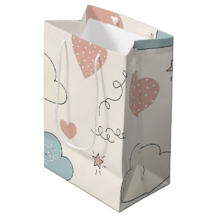 Pastel Hearts & Clouds Watercolor Dream (10) Medium Gift Bag