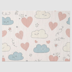 Pastel Hearts & Clouds Watercolor Dream (10) Tissue Paper