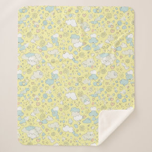 Pastel Hearts & Clouds Watercolor Dream (1) Sherpa Blanket