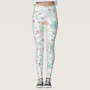 Pastel Hearts & Clouds Watercolor Dream (3) Leggings