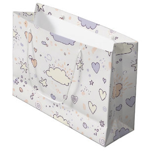 Pastel Hearts & Clouds Watercolor Dream (7) Large Gift Bag