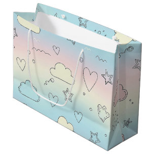 Pastel Hearts & Clouds Watercolor Dream (8) Large Gift Bag
