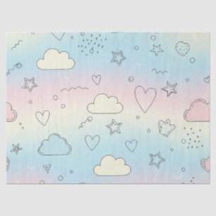 Pastel Hearts & Clouds Watercolor Dream (8) Tissue Paper