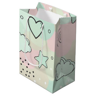 Pastel Hearts & Clouds Watercolor Dream (9) Medium Gift Bag