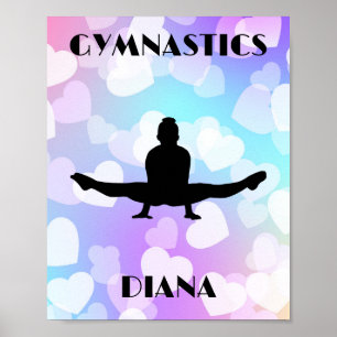 Pastel Hearts GYMNASTICS Personalized Poster