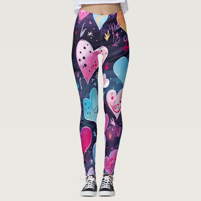 Pastel Hearts Leggings (Front)