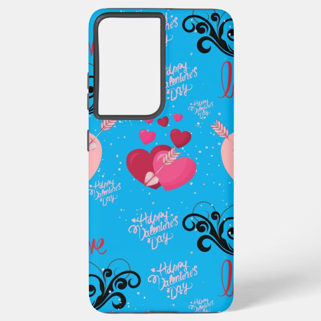 Pastel Hearts Pattern Samsung Galaxy S21 Ultra Case (Back)