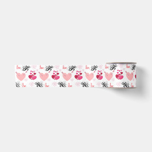 Pastel Hearts Pattern Satin Ribbon