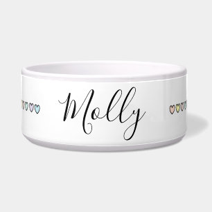 Pastel Hearts Personalized Dog Food Bowl - HAMbWG
