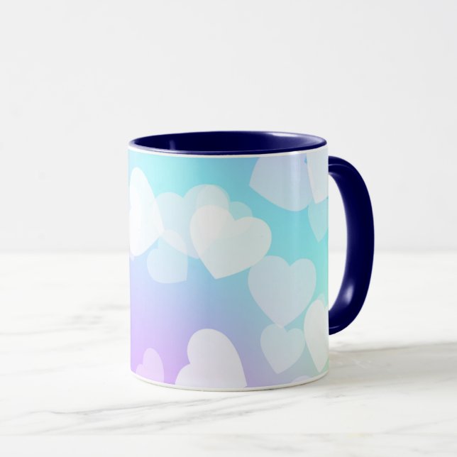 Pastel hearts two toned coffee & tea  mug (Front Right)