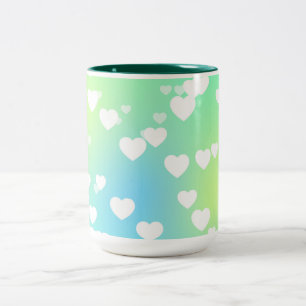 Pastel hearts two toned coffee & tea mug