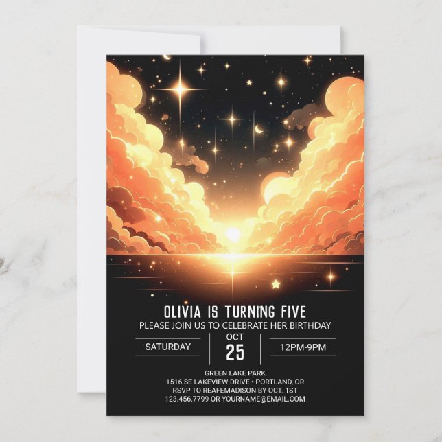 Pastel Heavenly Celestial Digital Birthday Invitation (Front)