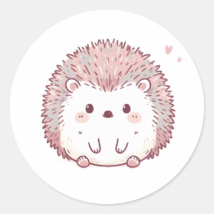 Pastel Hedgehog Design, Cute Soft Colour Animal Ar Classic Round Sticker