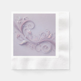 Pastel Heliotrope Shade Floral Motif Design Napkin