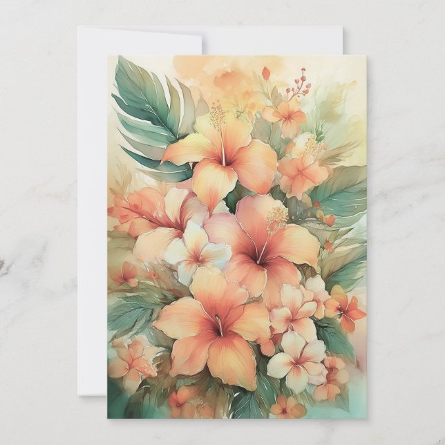 Pastel Hibiscus Holiday Card (Front)