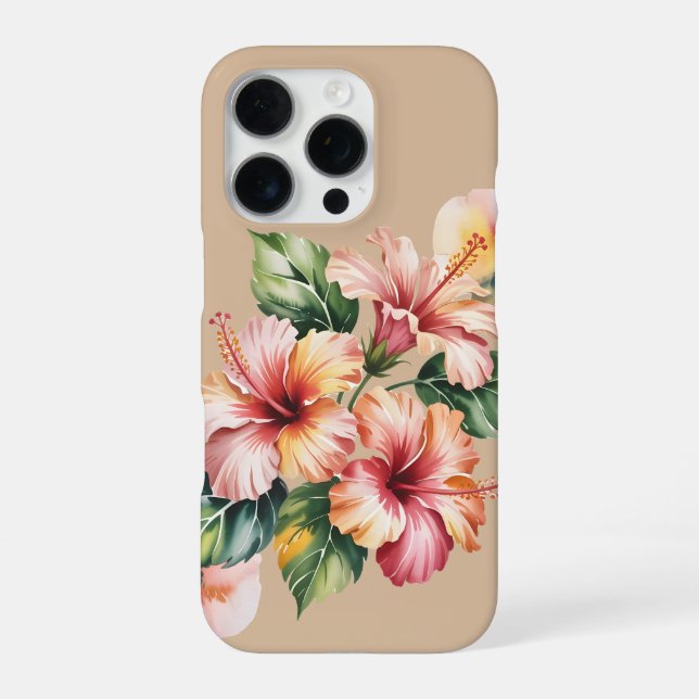 Pastel hibiscus watercolor iPhone case (Back)