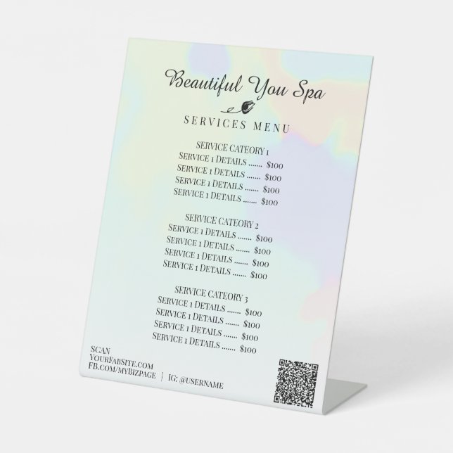 *~* Pastel Hologram Abstract Pedestal Sign (Front)