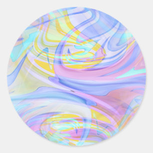 pastel hologram classic round sticker